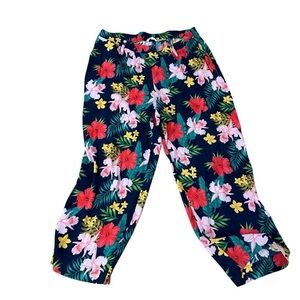 Soft Surroundings Everglade Hibiscus Wide Leg Plus Floral Print Pants Sz 1X GUC